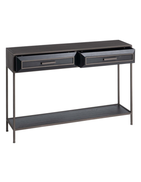 Console en bois et métal 2 tiroirs
