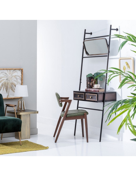 Console murale en métal avec miroir et tiroirs