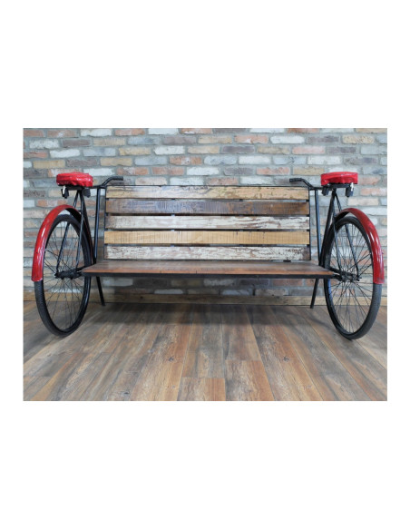 Banc vélo indus en bois et métal
