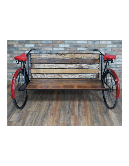 Banc vélo indus en bois et métal