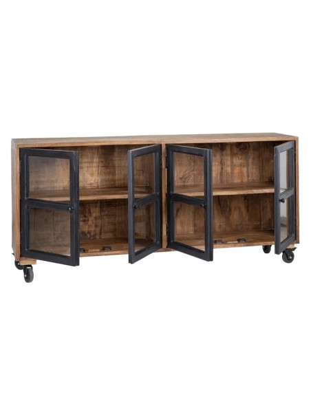 Armoire style indus sur roues en bois de manguier