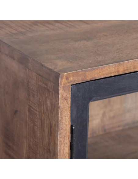 Armoire style indus sur roues en bois de manguier