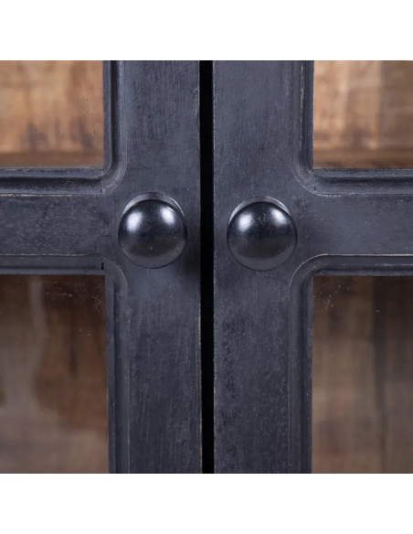 Armoire style indus sur roues en bois de manguier