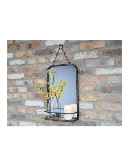 Miroir étagère en bois et métal au style Industriel