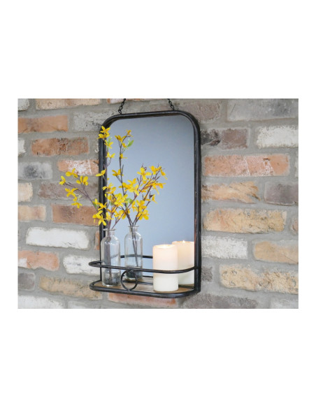 Miroir étagère en bois et métal au style Industriel