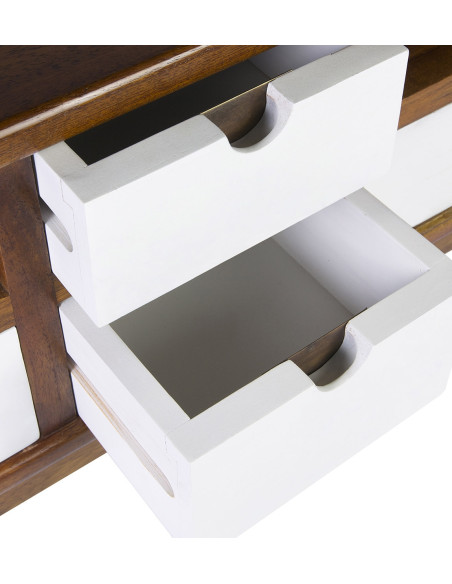 Meuble TV en bois massif 4 tiroirs et deux niches Artic