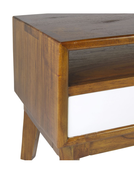 Meuble TV en bois massif 4 tiroirs et deux niches Artic