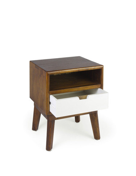 Table de chevet de style rétro une niche et un tiroir Artic