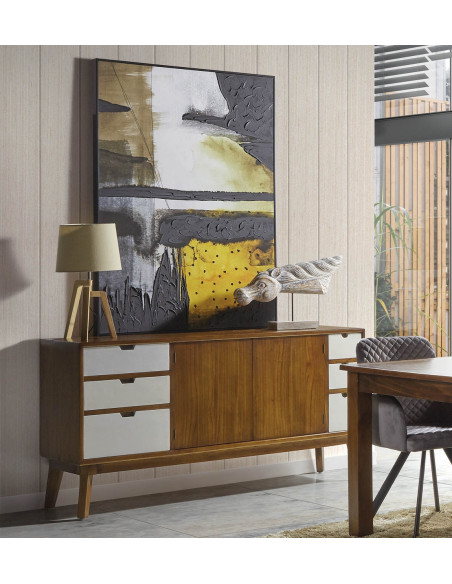 Buffet en bois massif 2 portes et 6 tiroirs Artic