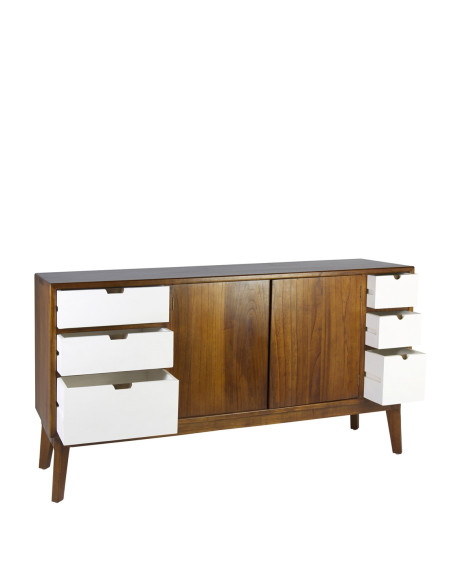 Buffet en bois massif 2 portes et 6 tiroirs Artic