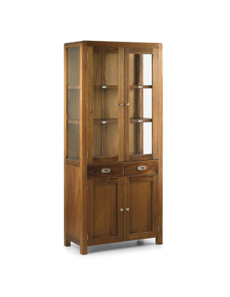 Vitrine en bois massif deux tiroirs quatre portes Flash