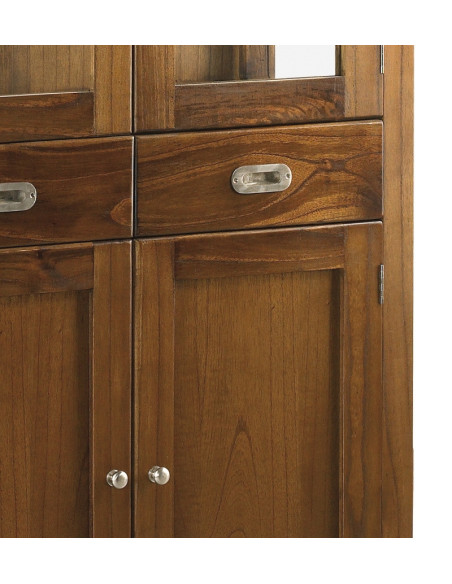 Vitrine en bois massif deux tiroirs quatre portes Flash