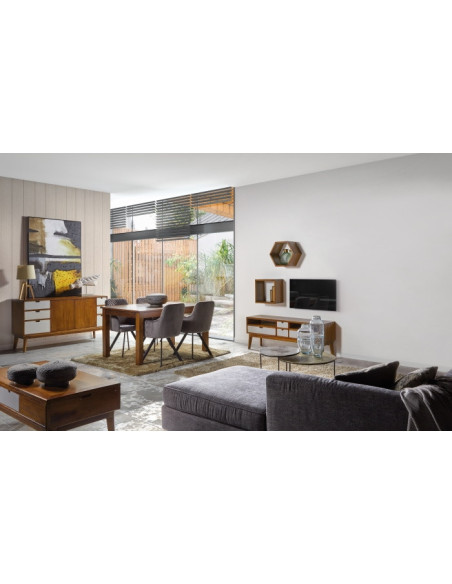 Buffet en bois massif 2 portes et 6 tiroirs Artic