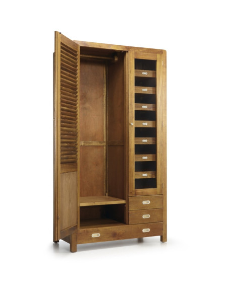 Armoire en bois massif porte persienne Flash