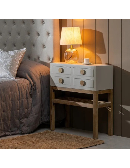 Console avec multiples tiroirs couleur crème Mizuchi