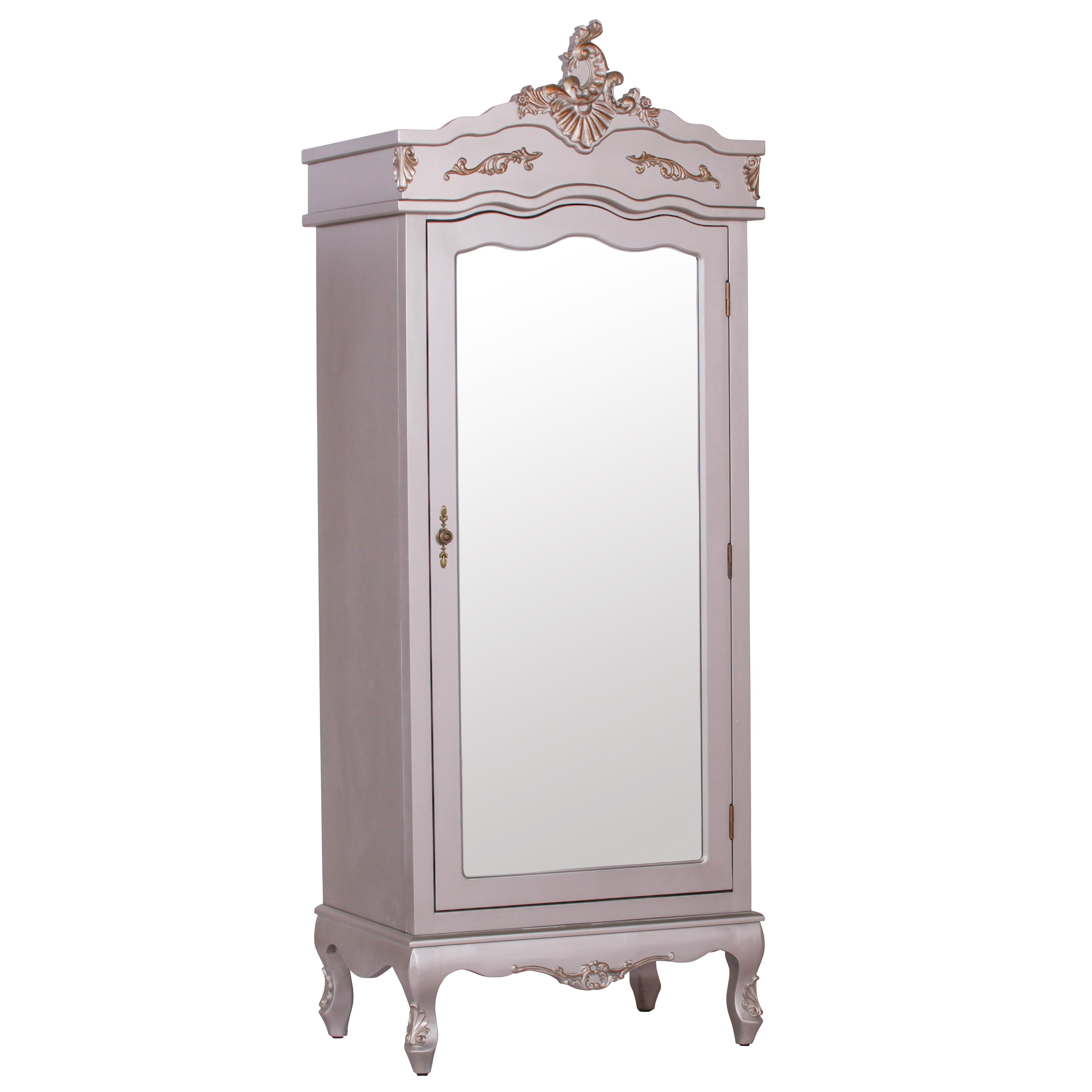 Armoire blanche style château avec porte miroir