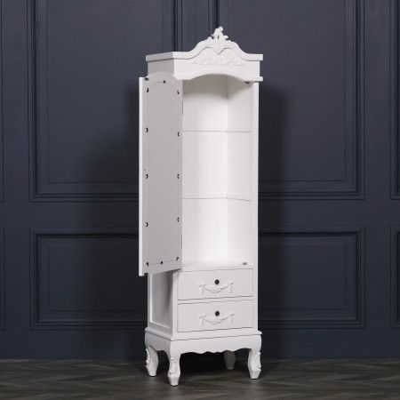 Petite armoire blanche château avec tiroirs et porte miroir