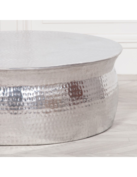 Table basse en aluminium couleur argent