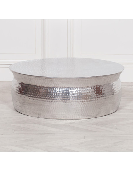 Table basse en aluminium couleur argent