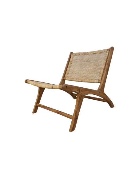 Fauteuil de salon lounge en teck et rotin