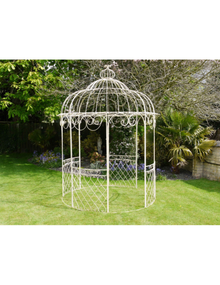 Gloriette de jardin ronde couleur beige ou oxydée