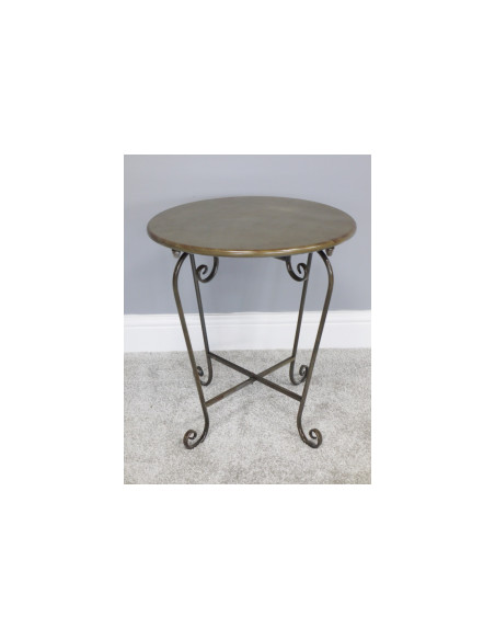 Petite table en métal patine vieillie