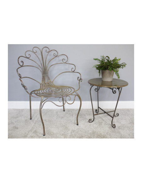 Petite table en métal patine vieillie