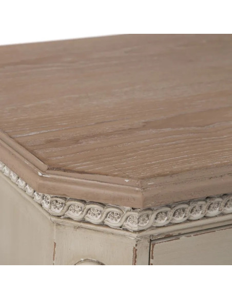 Commode en bois massif crème 3 tiroirs