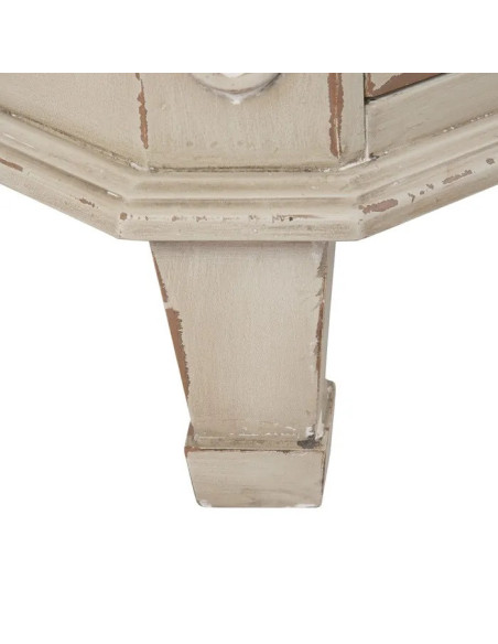 Commode en bois massif crème 3 tiroirs