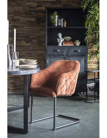 Petit fauteuil en velours et métal design Paulette