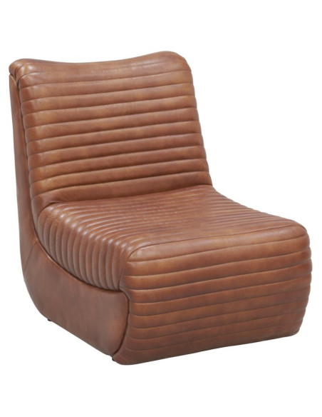 Fauteuil Lounge en cuir marron confortable