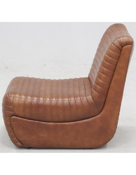 Fauteuil Lounge en cuir marron confortable