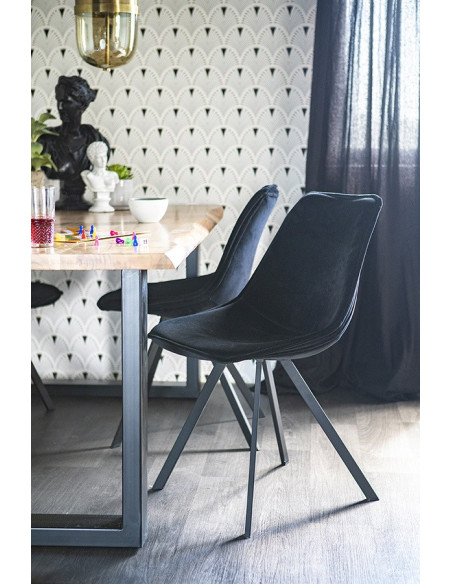 Chaise en velours et métal Cindy