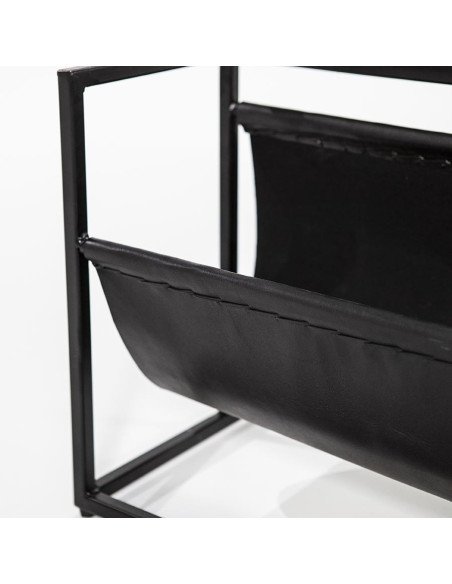 Table basse range revues en marbre et métal