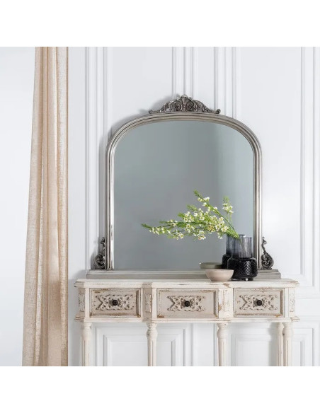 Grand miroir patine vieillie avec moulures