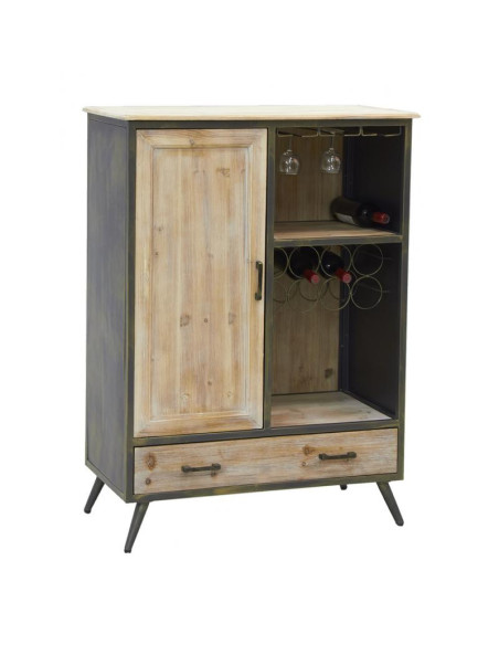 Meuble bar style indus en métal et bois