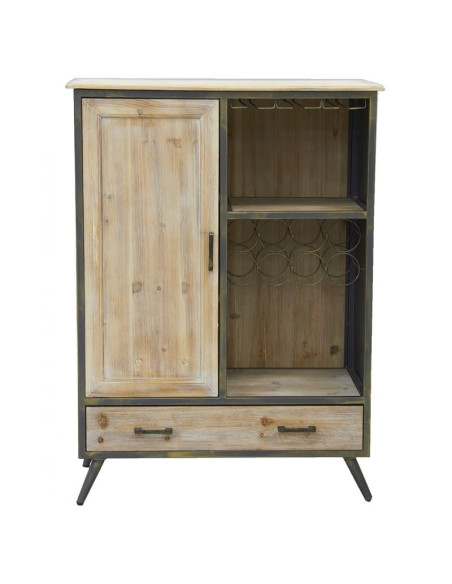 Meuble bar style indus en métal et bois