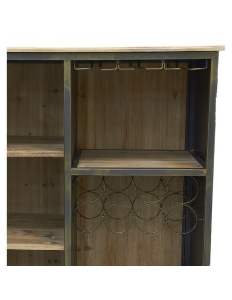 Meuble bar style indus en métal et bois