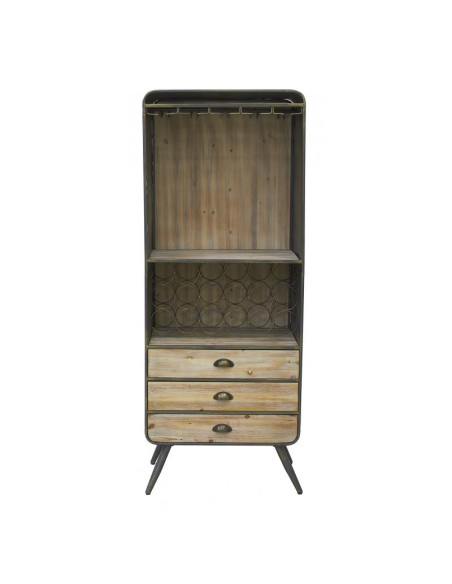 Armoire de bar style indus en métal et bois