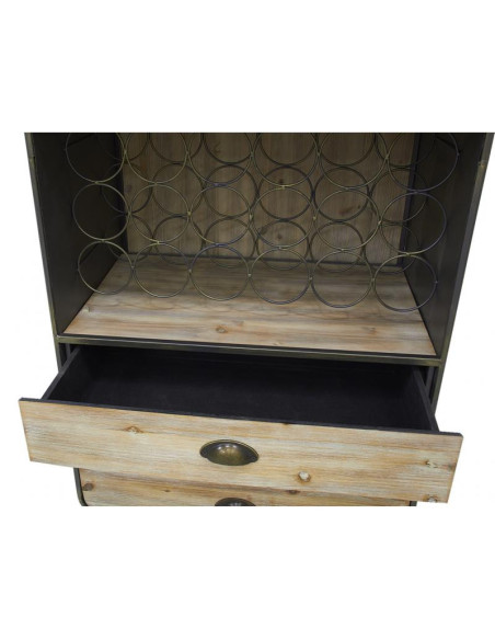 Armoire de bar style indus en métal et bois