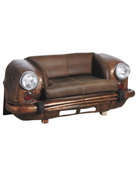 Canapé voiture 2 places en cuir de buffle