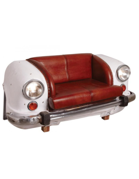 Canapé voiture 2 places en cuir de buffle