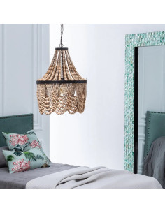 Lustre avec perles en bois...