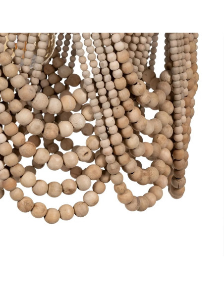 Lustre avec perles en bois naturel