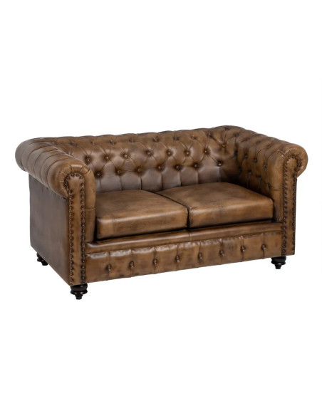Canapé en cuir capitonné de style Chesterfield