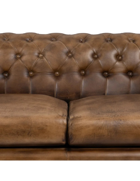 Canapé en cuir capitonné de style Chesterfield