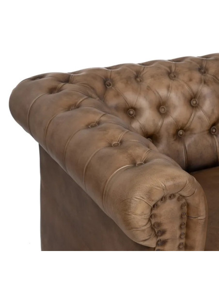 Canapé en cuir véritable de style Chesterfield