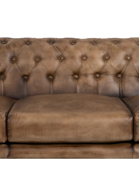 Canapé en cuir véritable de style Chesterfield