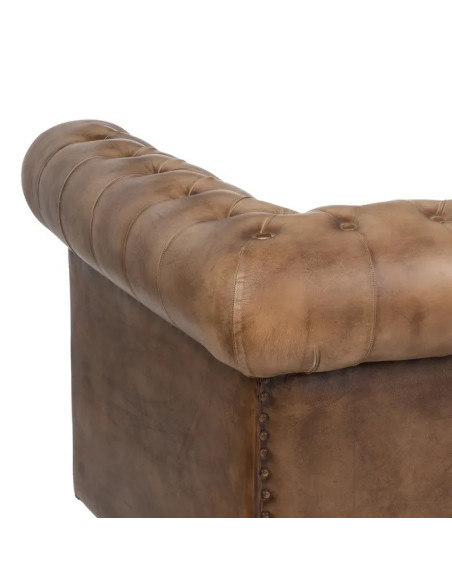 Canapé en cuir véritable de style Chesterfield