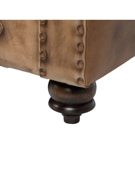 Canapé en cuir véritable de style Chesterfield